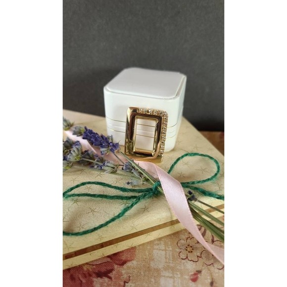 Parklane Rectangular Rhinestone Gold Pendant - Picture 3 of 10